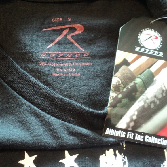 New Rothco T-Shirt Men's S Black Distressed Flag - Picture 5 of 7